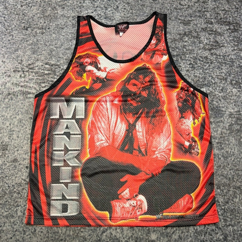 Vintage 90s Mankind Mesh Basketball Jersey WWF Wrestling Mens XL Attitude Era